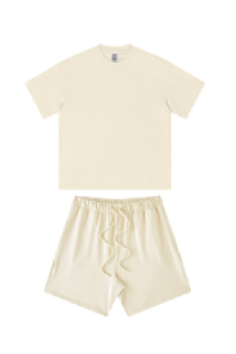 Men's Summer Heavy Solid Outdoor Street Tee & Shorts Set