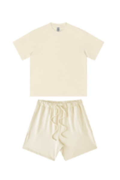 Unisex Summer Heavy Solid Outdoor Street Tee & Shorts Set