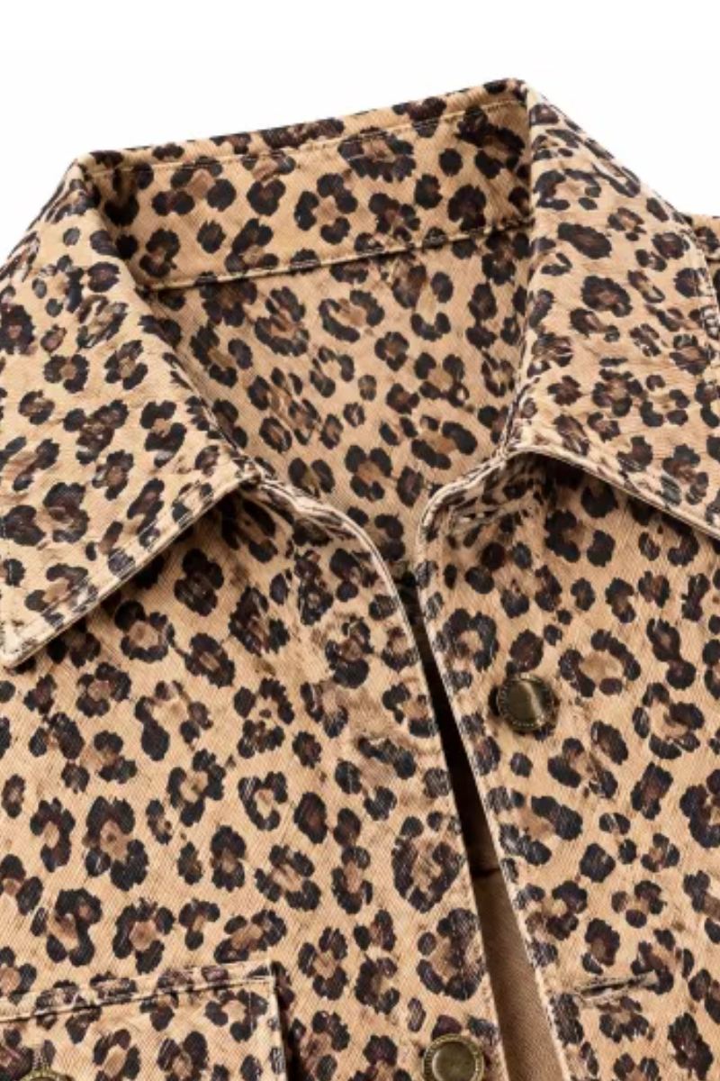 Women Fall Clothing Oversized Leopard Print Shirt Jacket