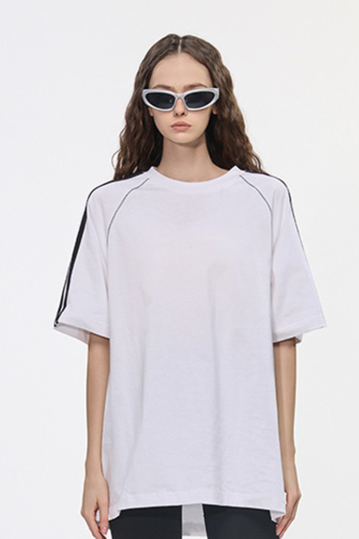 Women's Cotton Streetwear Color-blocked Patchwork T-shirt