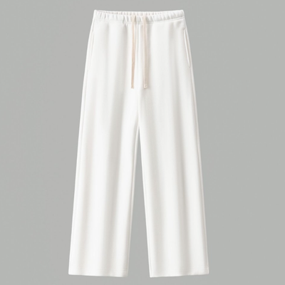 Unisex Spring Cotton Wide-Leg Drawstring Pocket Sweatpants