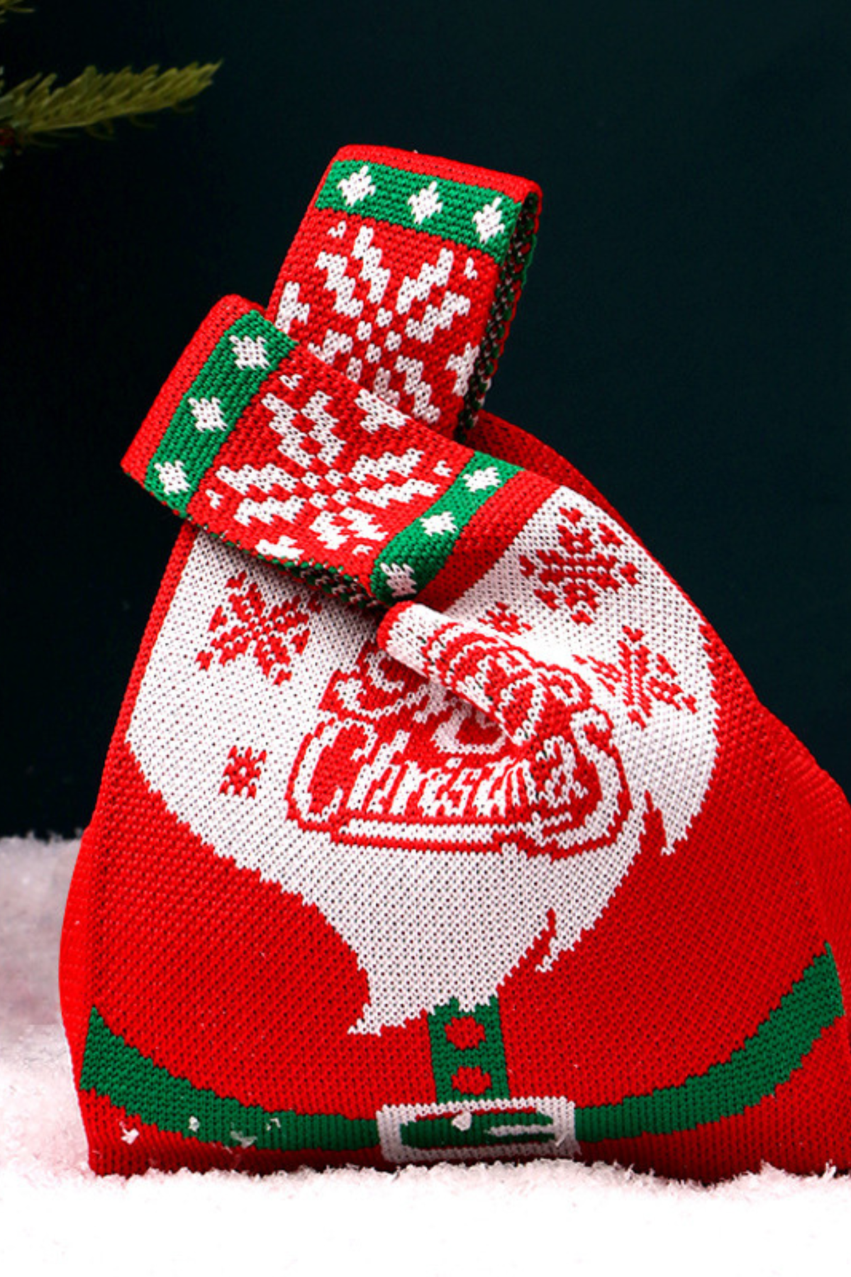 Unisex Christmas Knitted Apple Pouch Gift Packaging Bag