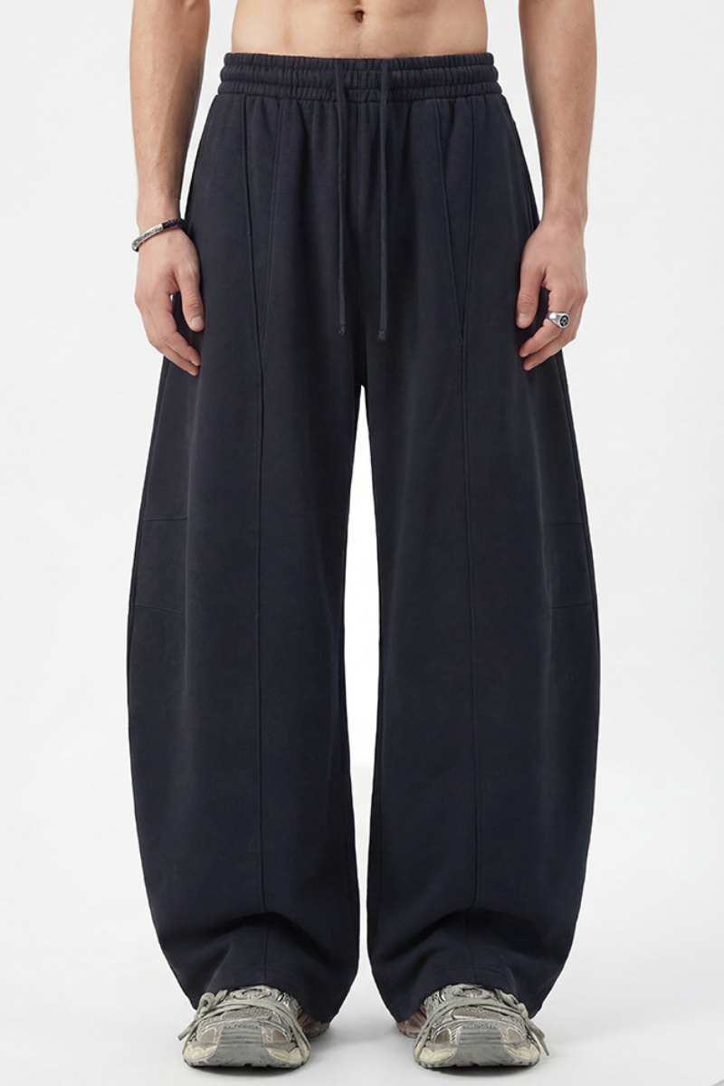 Men's Spring 390g Patchwork Pleated Curved Wide Pants