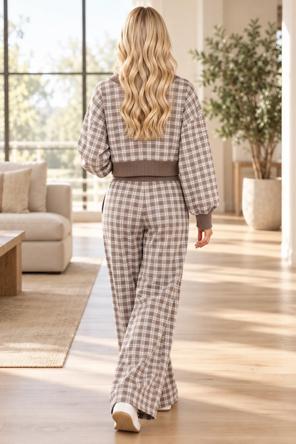 Women's Fall Polka Dot Colorblock Loose Two Piece Set
