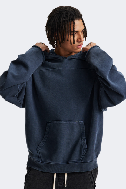 Men's Cotton Streetwear Washed Drop-Shoulder Hoodie