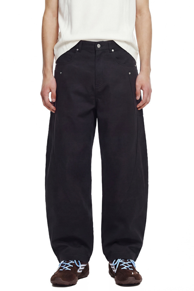 Unisex 240g Woven Multi-Pocket Wide Curved Cargo Pants