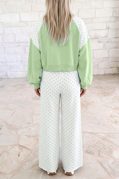 Women's Fall Polka Dot Colorblock Drawstring 2 Piece Set