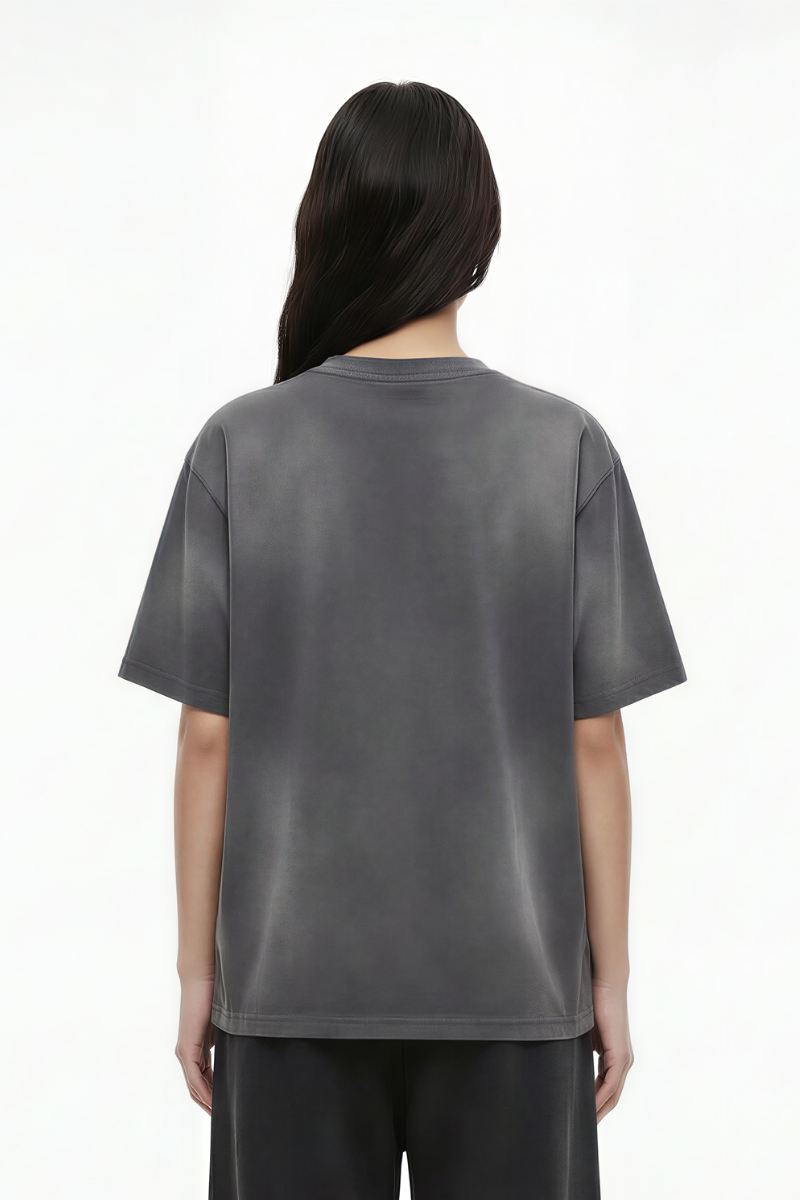 Women's Cotton Streetwear Washed Distressed T-shirt