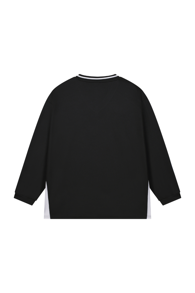 Men Spring Mesh Color Block Long Sleeve Soccer Jersey