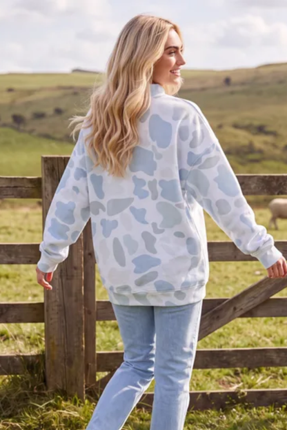 Women's Fall Multi Print Crew Neck Long Sleeve Sweatshirt