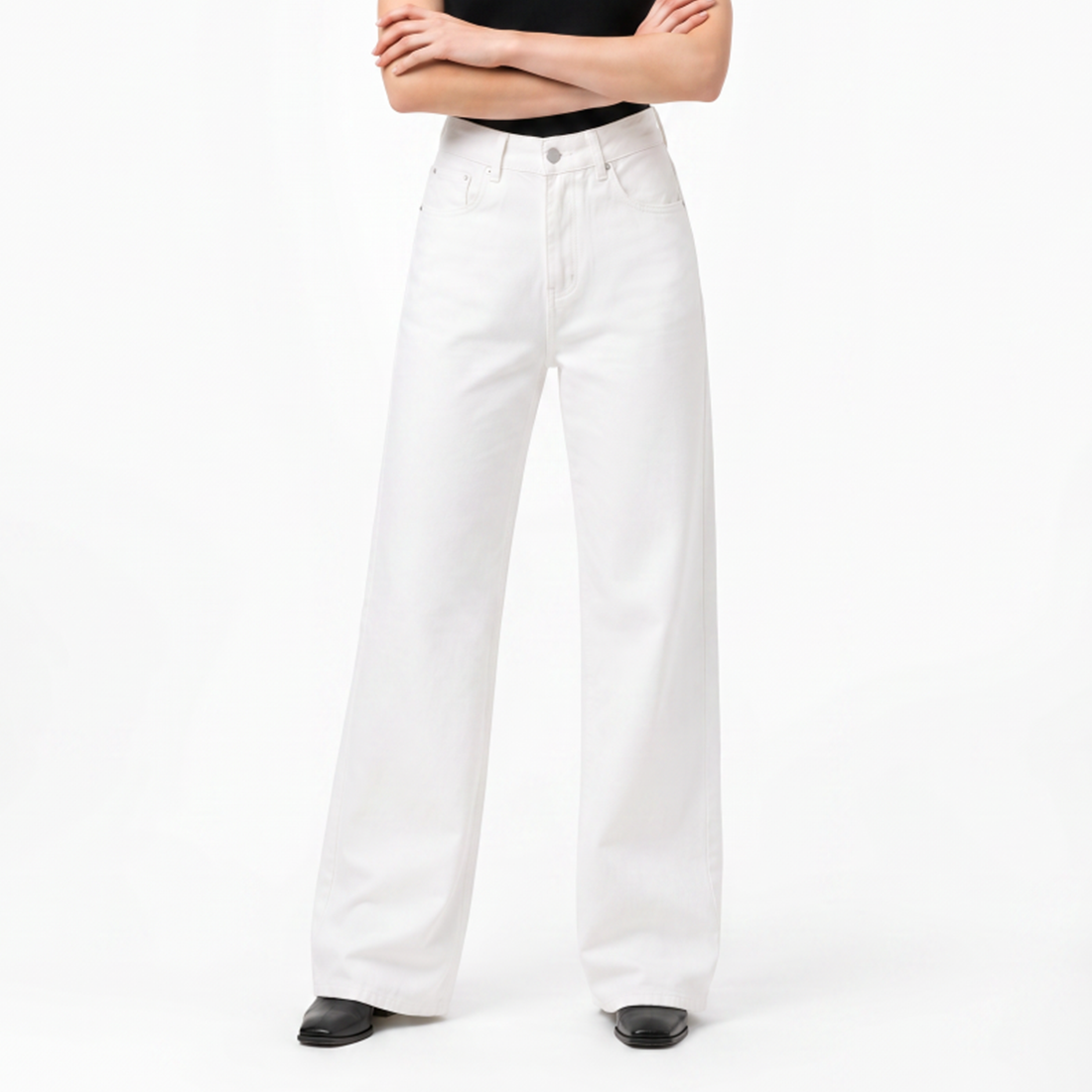 Women's Pure White High Waist Wide Leg Jeans