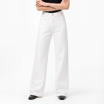 Women's Pure White High Waist Wide Leg Jeans