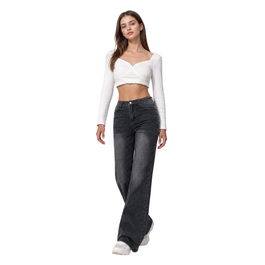 Women's Vintage Wash Stretch Straight Leg Jeans