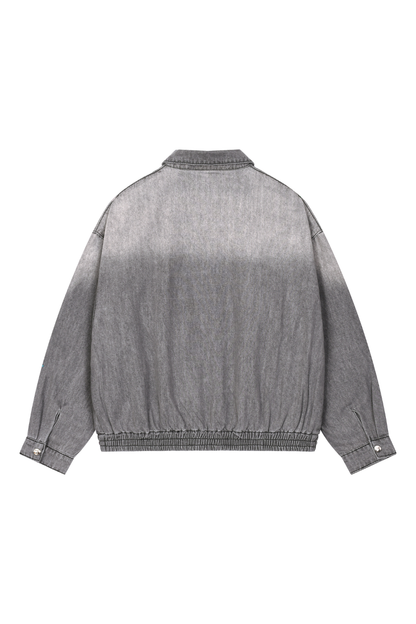 Men's Fall Gradient-Wash Vintage Denim Bomber Jacket