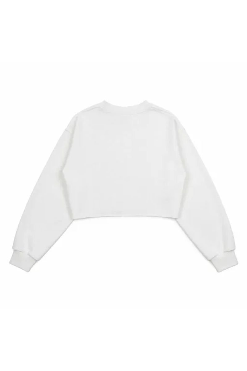 Women Spring Raw Hem Exposed Seam Cropped Sweatshirt