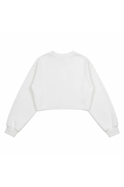 Women Spring Raw Hem Exposed Seam Cropped Sweatshirt