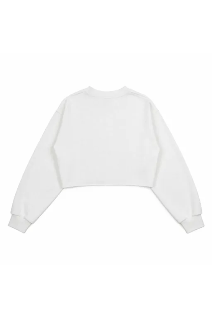 Women Spring Raw Hem Exposed Seam Cropped Sweatshirt