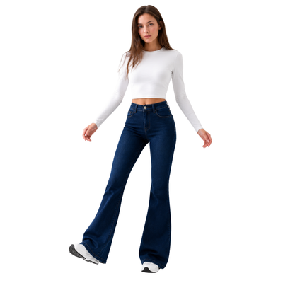 Women's High Waist Stretch Slim Flare Jeans