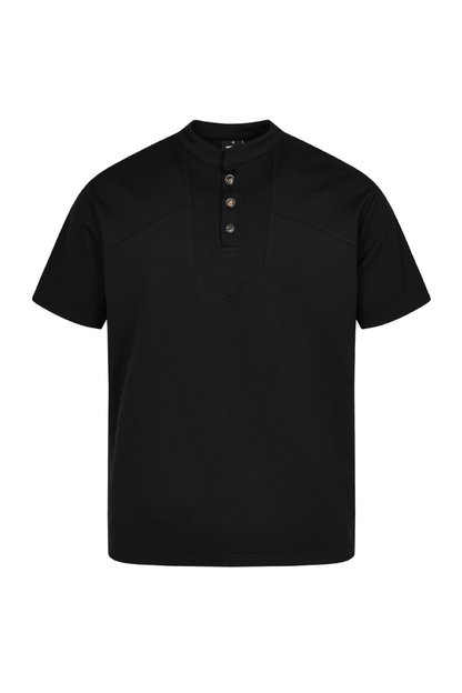Men's Summer Set-in Henley Waffle Diagonal Stitch Tee
