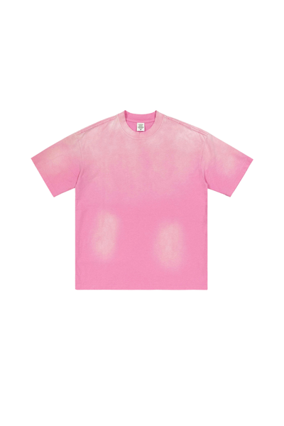 Men's 270g Cotton Spray Fade Mock Neck Washed Distressed Tee