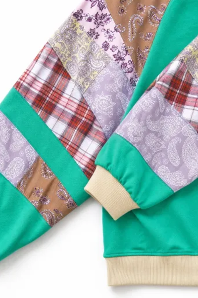 Women Fall Clothing Plus Size Patchwork Raglan Sweatshirt
