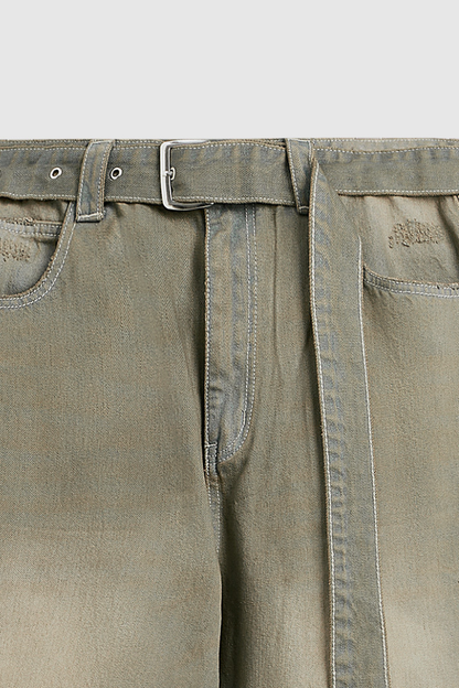Men's Streetwear Vintage Washed Distressed Wide-Leg Jeans