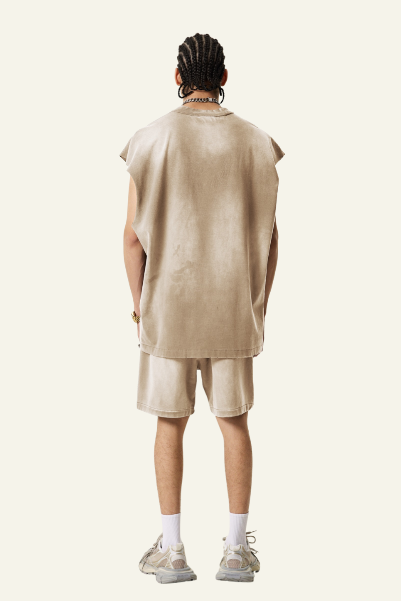 Men's Vintage Gradient Cotton Set:T-shirt And Short