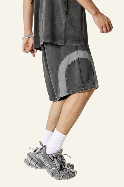Men's Cotton Streetwear Color Block Shorts.