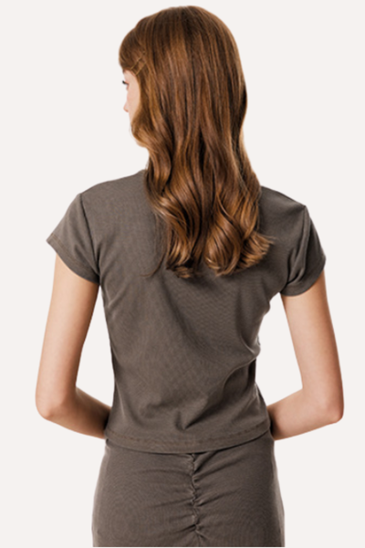 Women's Summer Retro Sexy Slim V-Neck Ski Tee & Skirt Set