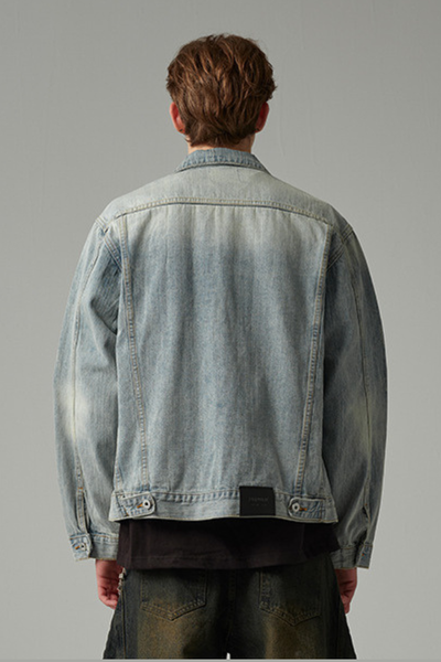 Unisex American Retro Washed Denim Loose Cleanfit Jacket