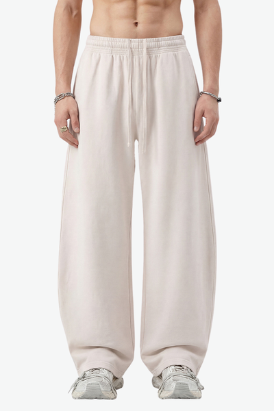 Unisex 360g Cotton Washed Elastic Curved Wide Pants