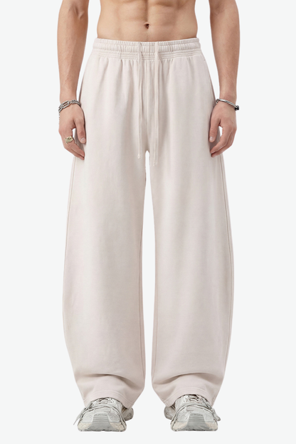 Unisex 360g Cotton Washed Elastic Curved Wide Pants