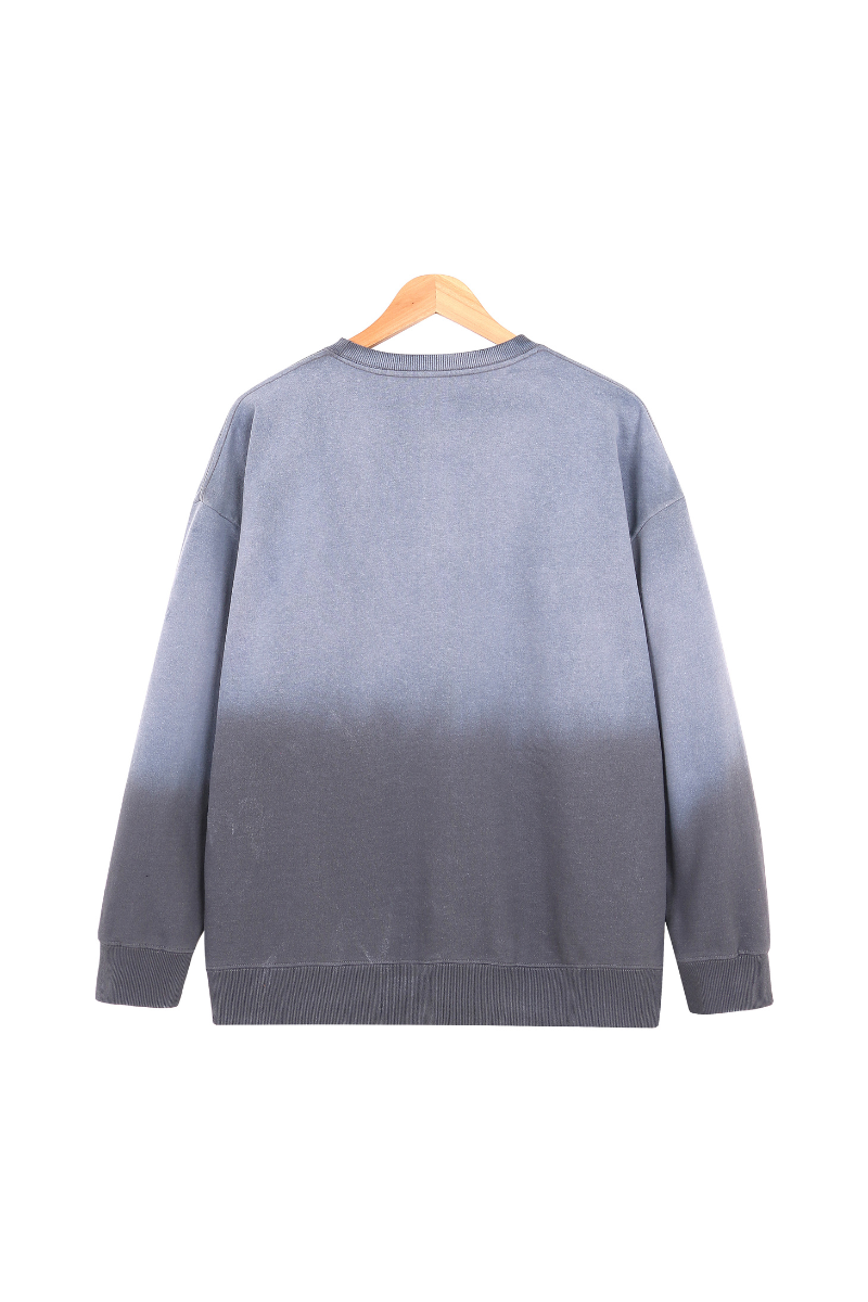Unisex Fall Washed Vintage Gradient Crew Neck Sweatshirt
