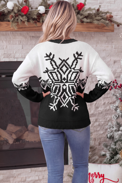 Women Fall Clothing Christmas Nordic Snowflake Sweater