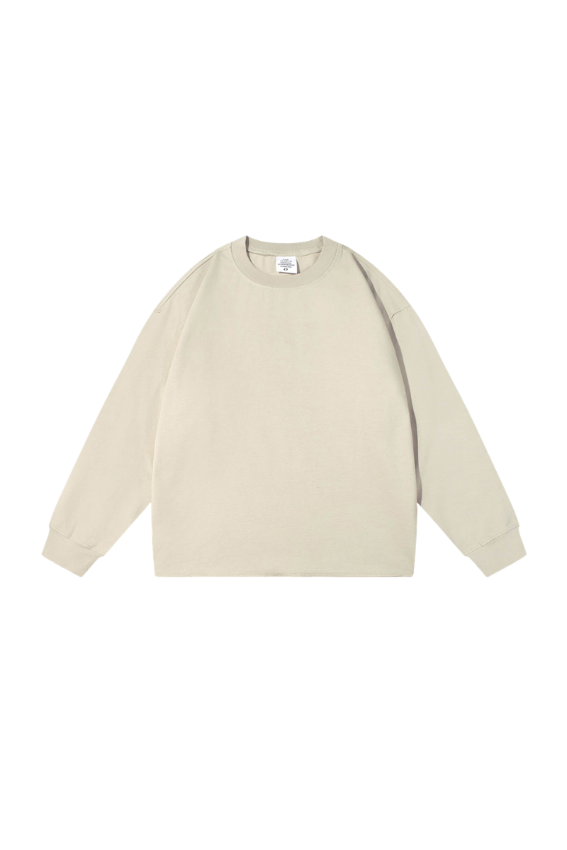 Men's Vintage Raw Hem Loose Drop Shoulder Long Sleeve Tee