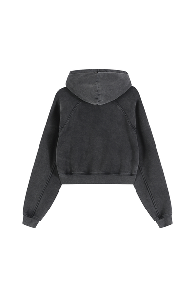 Women Fall Clothing Fleece Lined Washed Cropped Hoodie
