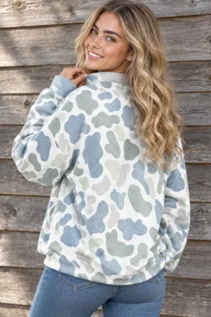 Women Fall Clothing Western Camo Mock Neck Sweatshirt