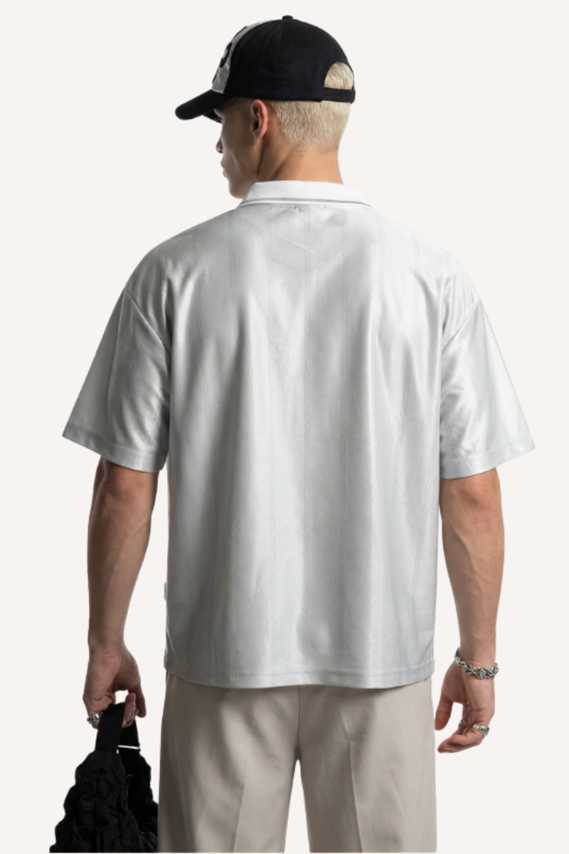Men's Spring Summer Retro Acetate Stripe Colorblock Polo
