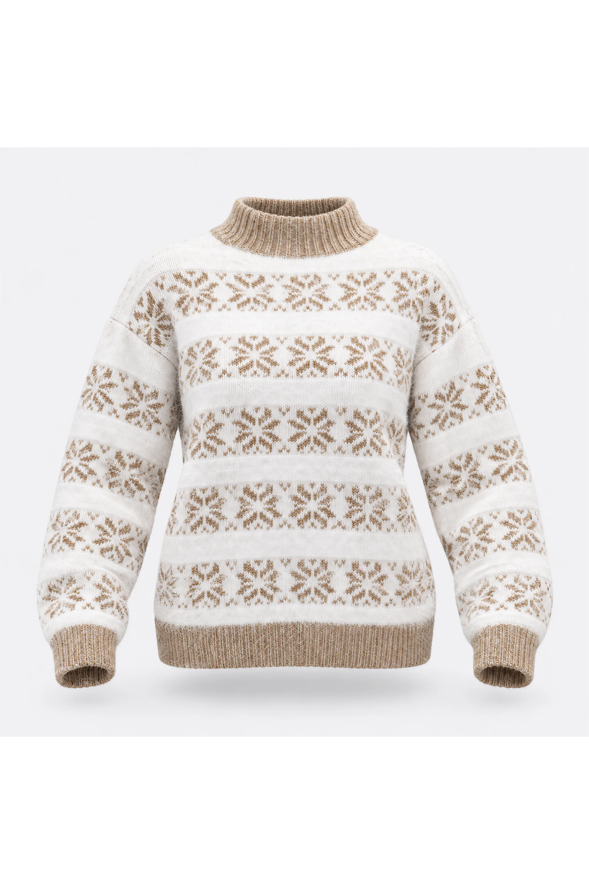 Women's Fall Christmas Snowflake Mock Neck Knit Sweater