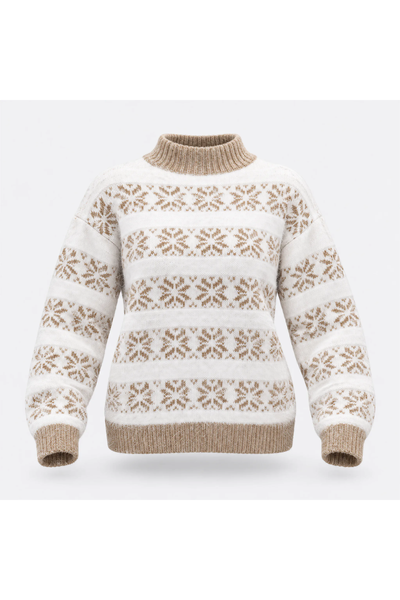 Women's Fall Christmas Snowflake Mock Neck Knit Sweater