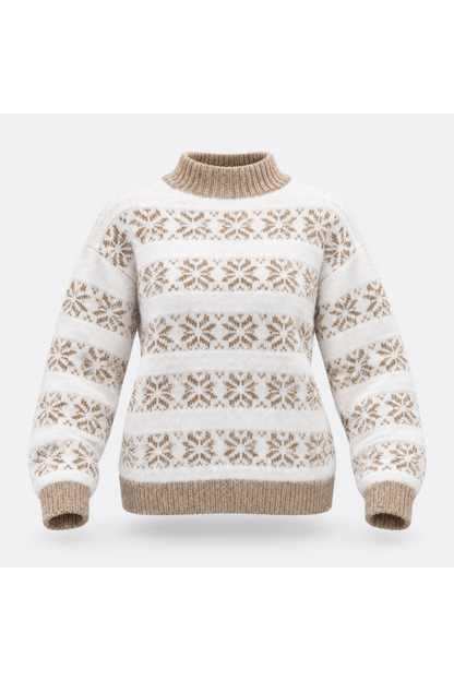 Women's Fall Christmas Snowflake Mock Neck Knit Sweater