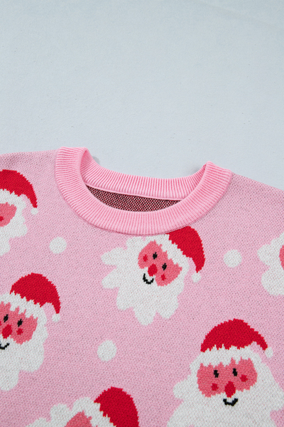 Women's Fall Christmas Santa Claus Print Knit Sweater