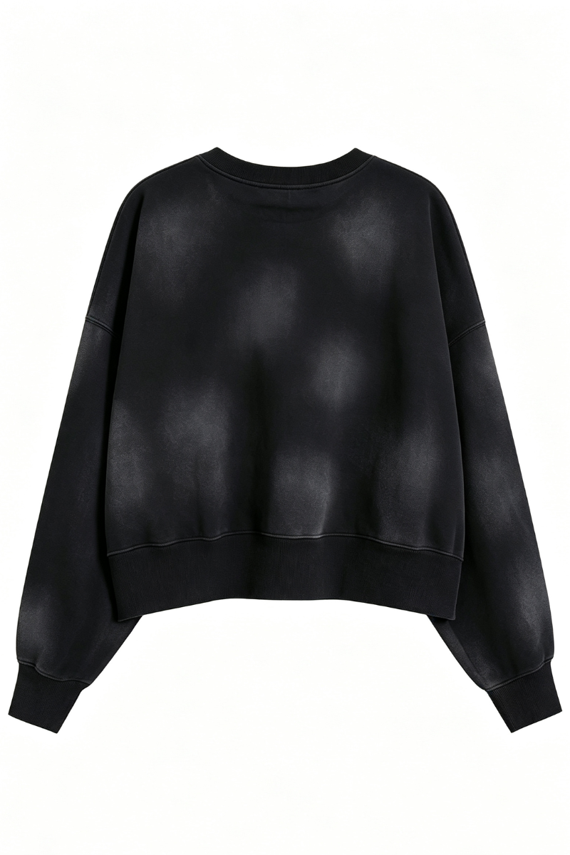 Women's Fall Vintage-Wash Cropped Crewneck Sweatshirt
