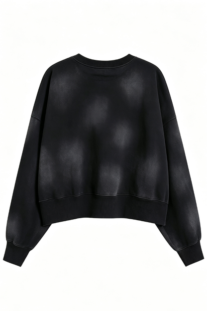 Women's Fall Vintage-Wash Cropped Crewneck Sweatshirt