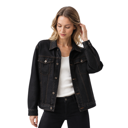 Women's Classic Raw Black Denim Jacket
