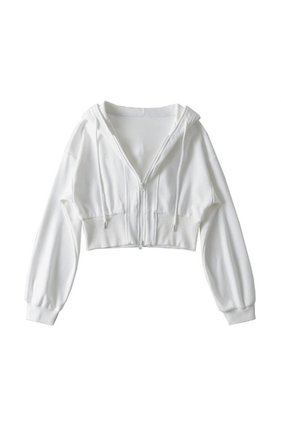 Unisex All Season Spliced Cropped Zip Hoodie Cardigan