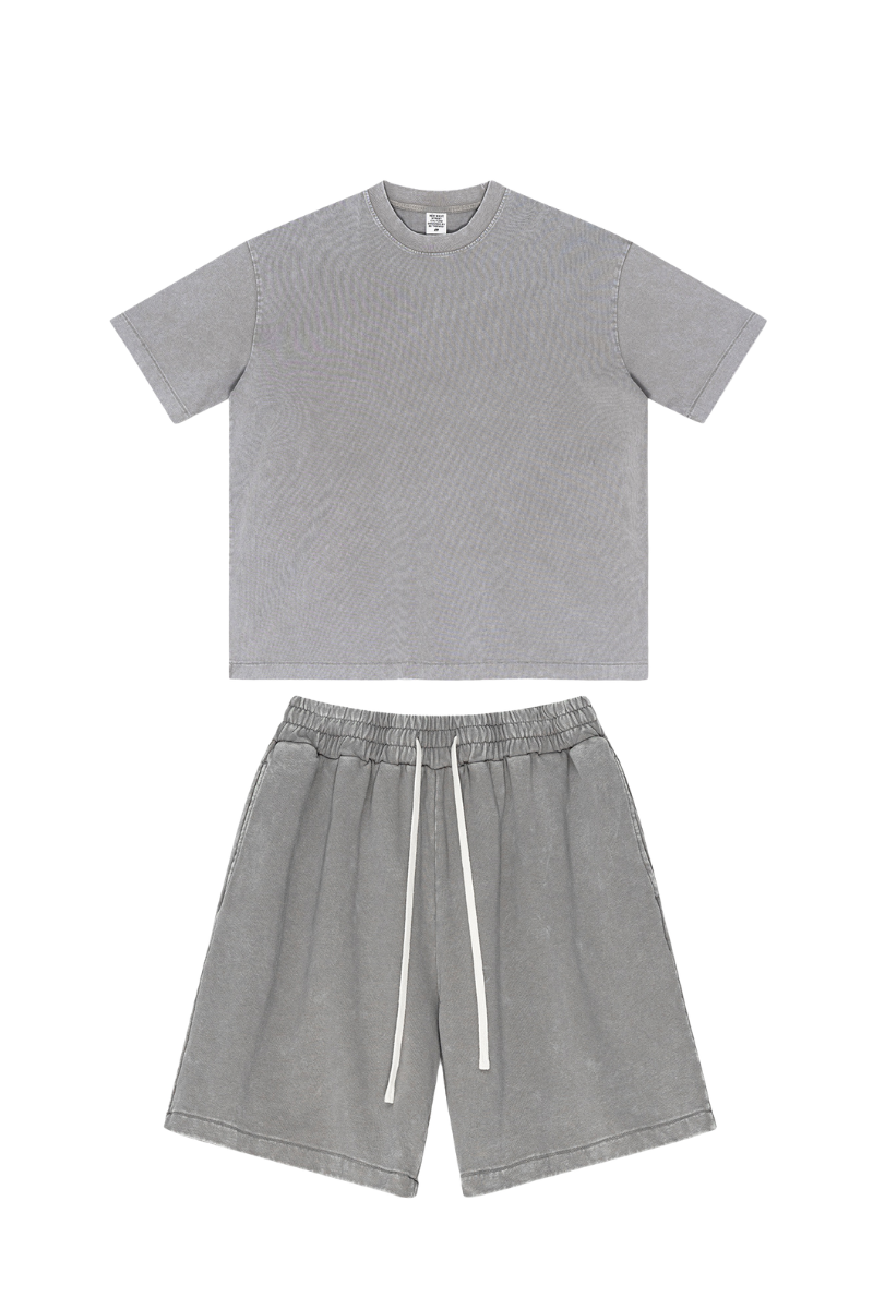 Men's Summer American Street Bright Washed Tee & Shorts Set
