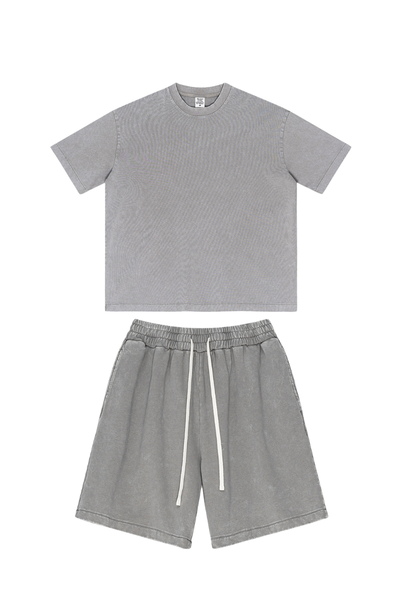 Men's Summer American Street Bright Washed Tee & Shorts Set