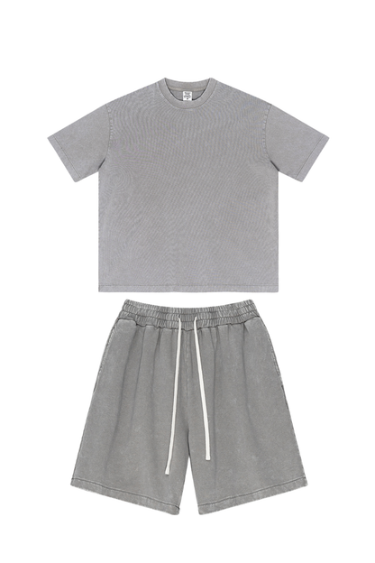 Men's Summer American Street Bright Washed Tee & Shorts Set