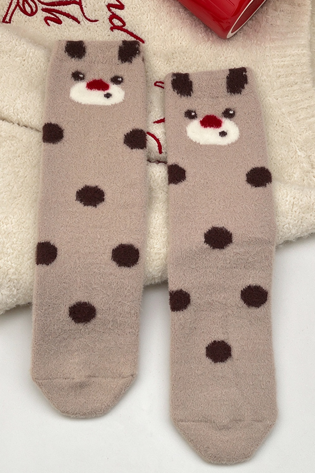 Women's Christmas Plush Warm Cartoon Anti-Pilling Sleep Sock